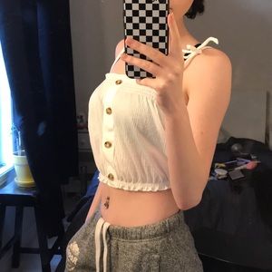 👾White cropped tank w adjustable straps